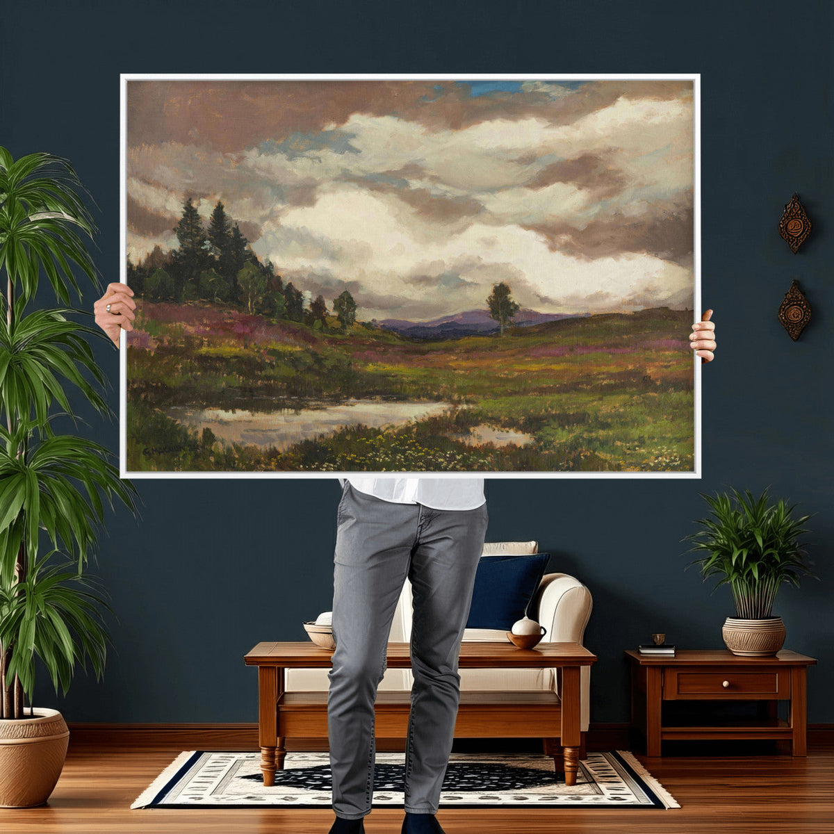 Gustav Macoun Heathland Canvas Print, Czech Landscape Oil