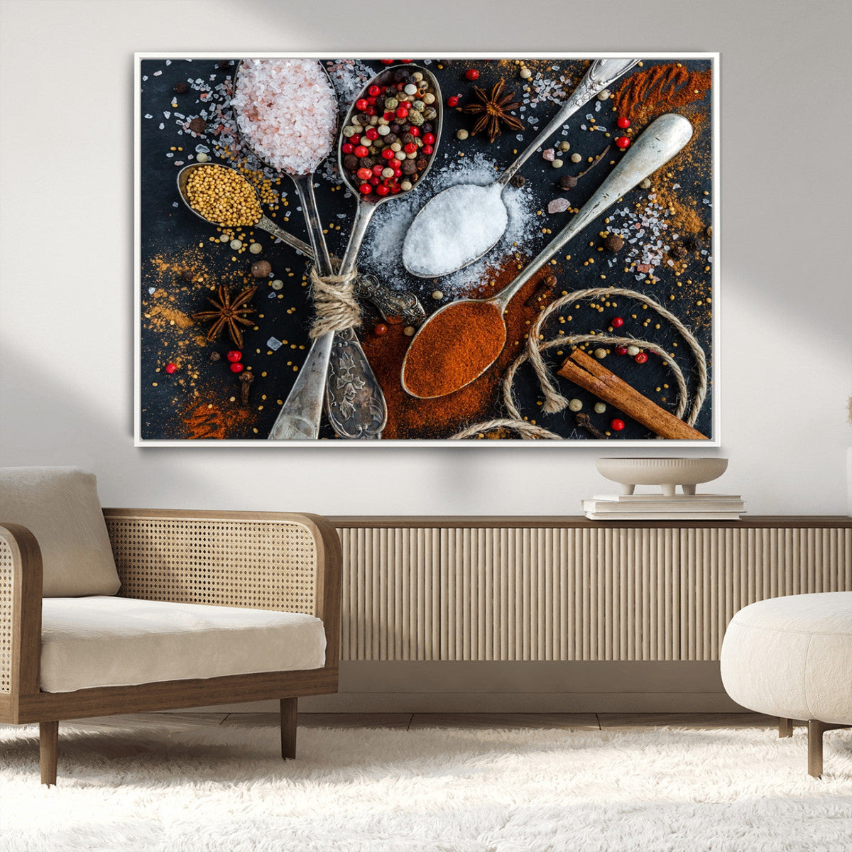 Spices and Seasonings Canvas Wall Art – Colorful Triptych