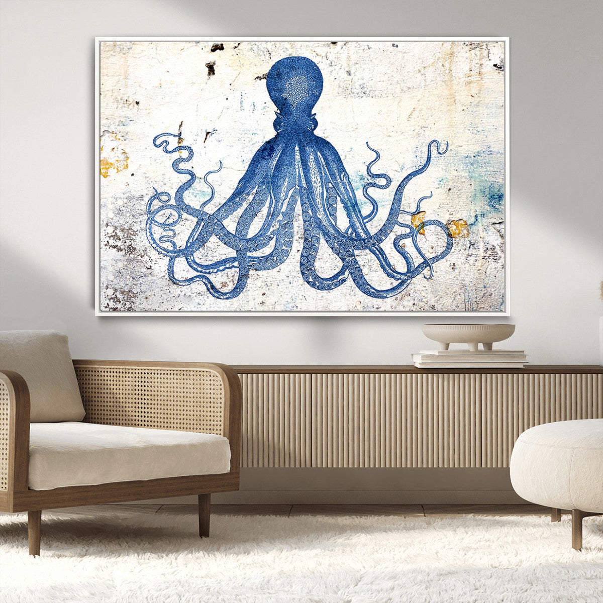 Octopus Canvas Wall Art | Coastal Marine Life Artwork for