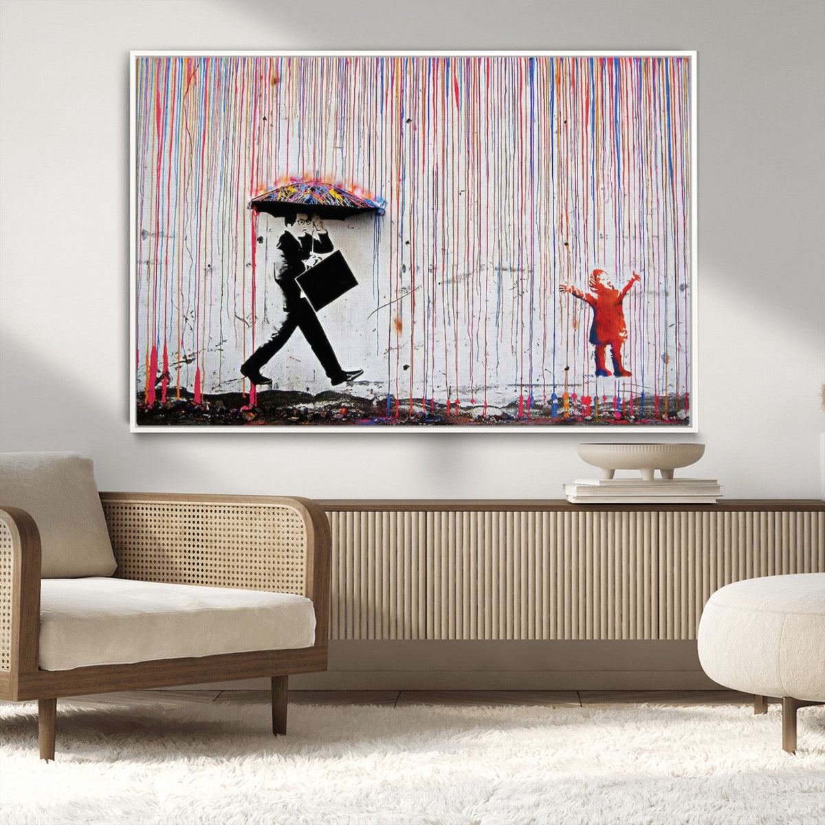 Banksy Wall Art Canvas Print, Framed Graffiti Art Picture