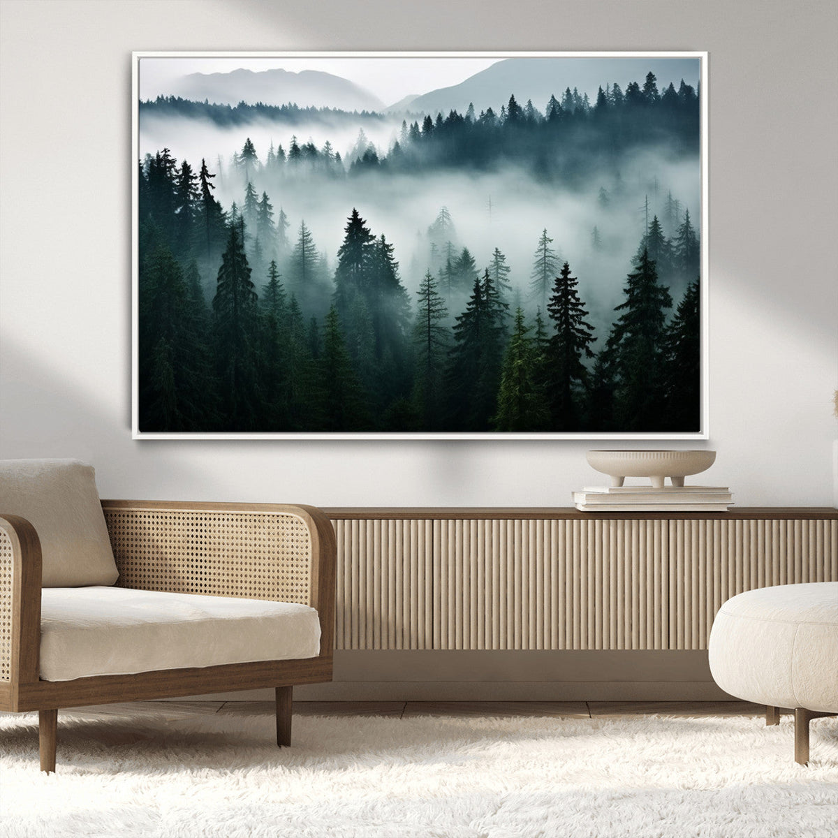 Captivating Misty Forest Wall Art Canvas, Premium Canvas