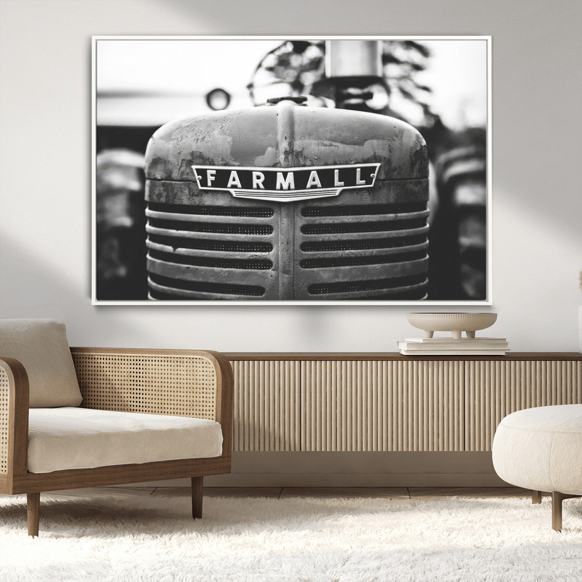 Vintage Farmall Tractor Wall Art Canvas Print, Rustic