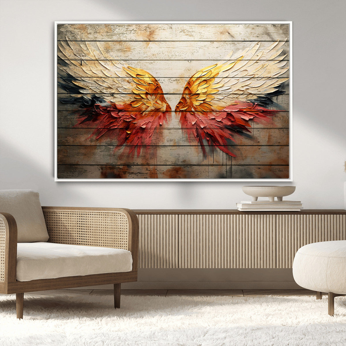 Abstract Angel Wings Canvas Wall Art – Framed and Ready to