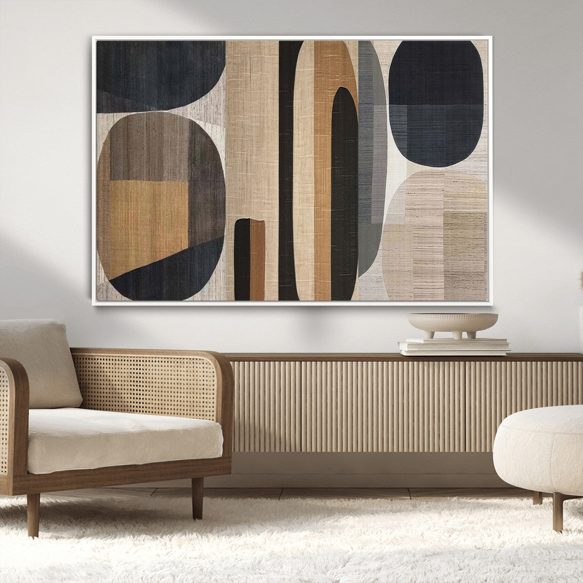 Abstract Minimalist Canvas Wall Art - Neutral Geometric