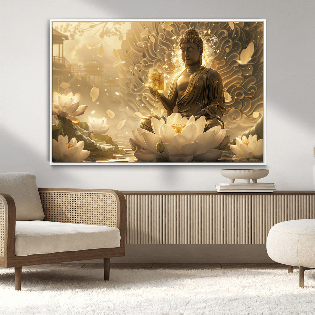 Golden Buddha Wall Art | Yoga Room Decor and Meditation Room