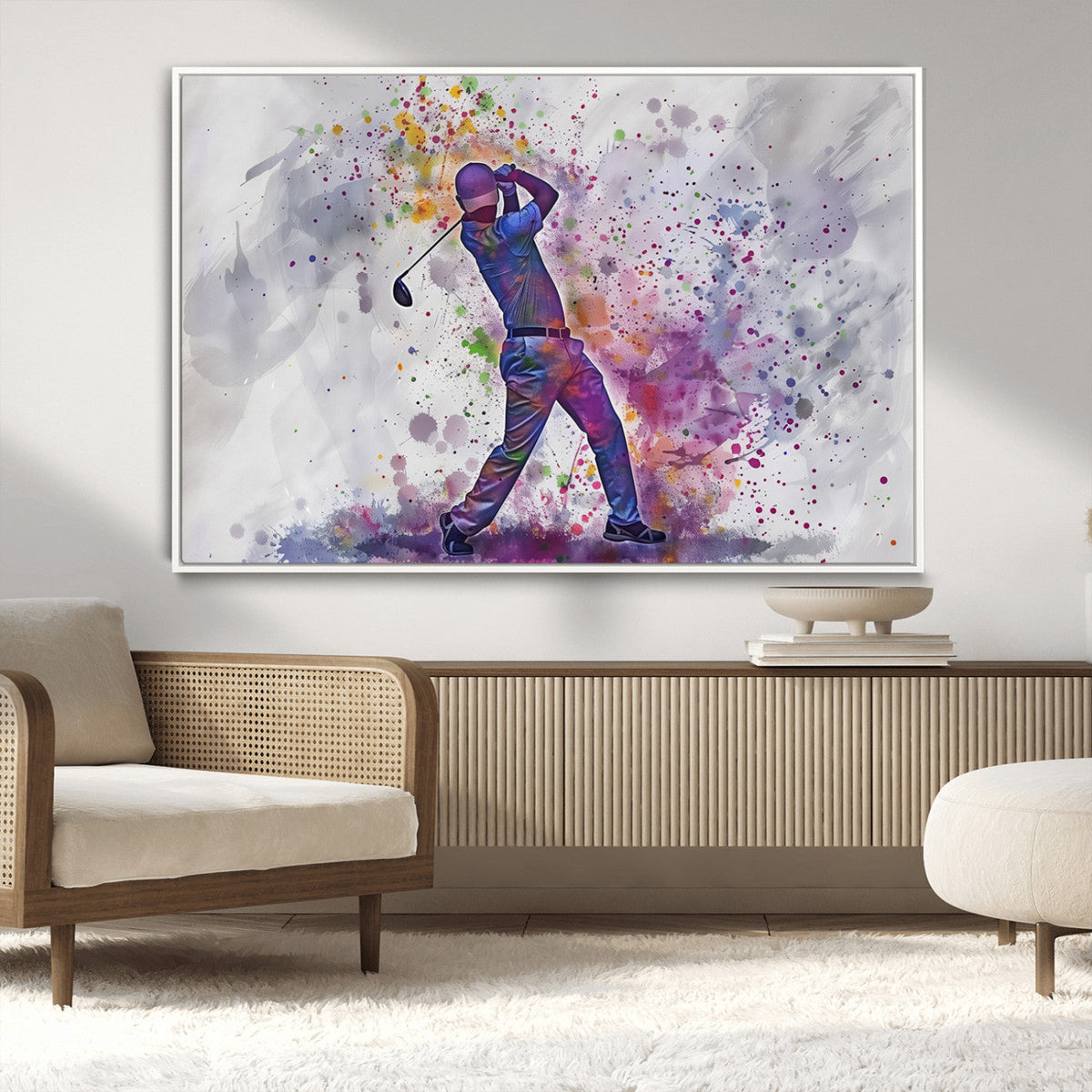 Watercolor Golf Swing Wall Art Canvas Print | Vibrant