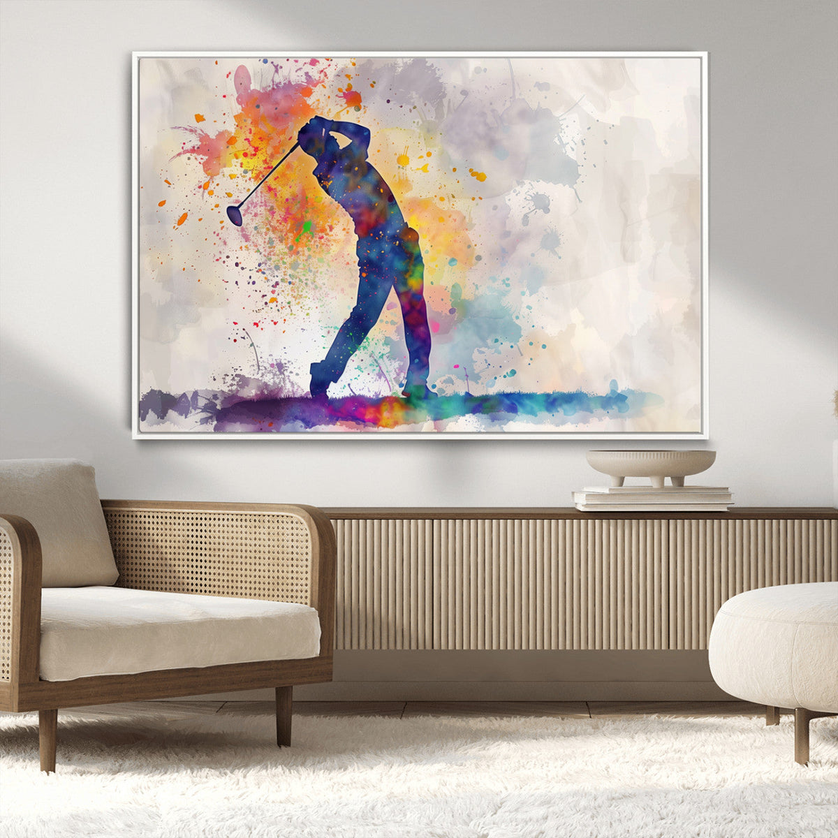 Watercolor Golf Swing Wall Art Canvas Print | Vibrant