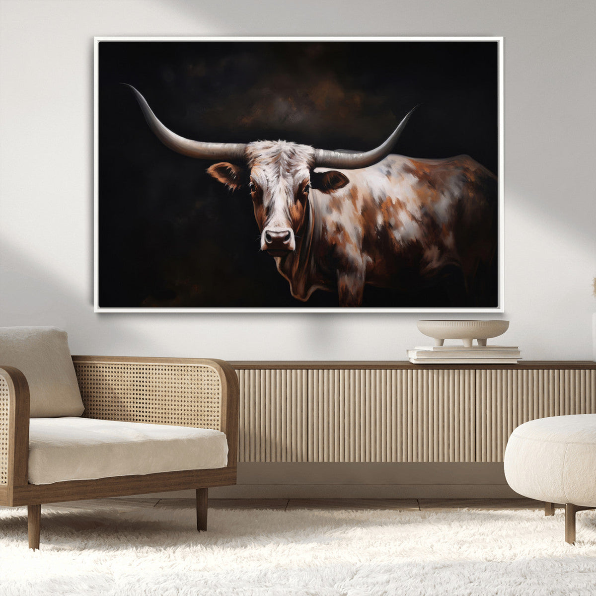 Texas Longhorn Wall Art Canvas Print | Western Ranch Decor |