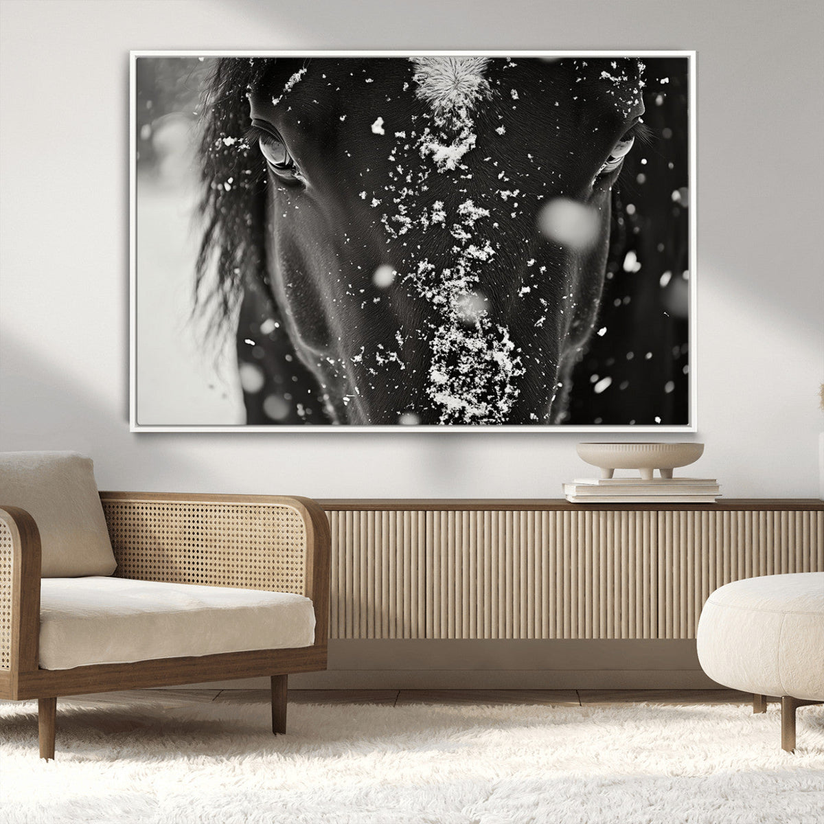 Winter Horse Snow Wall Art Canvas Print