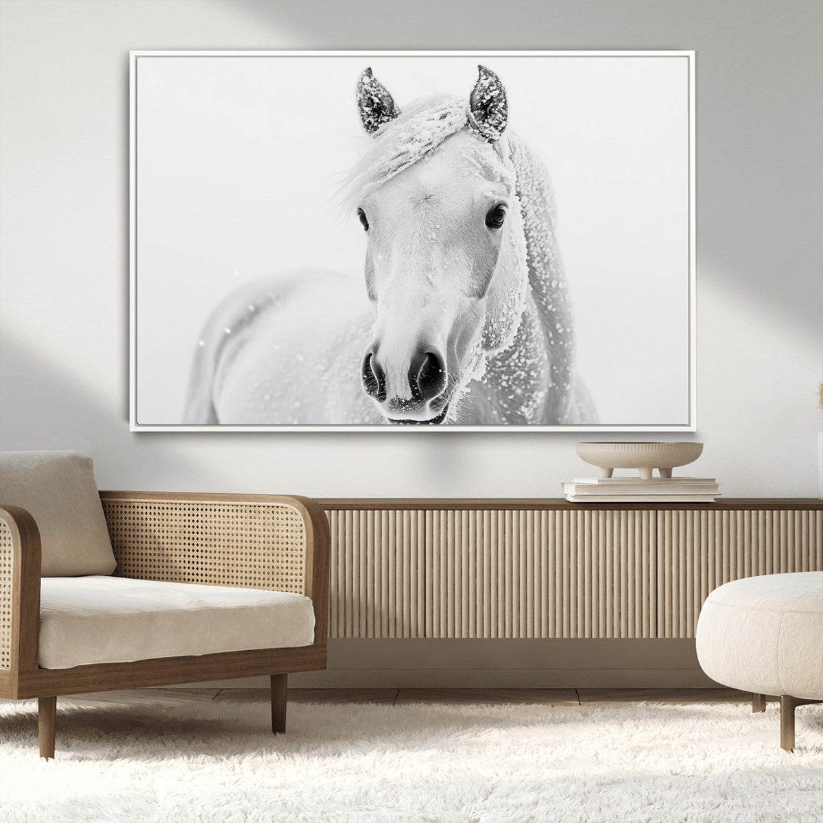 Majestic White Horse Wall Art | Ready to Hang and Framed |