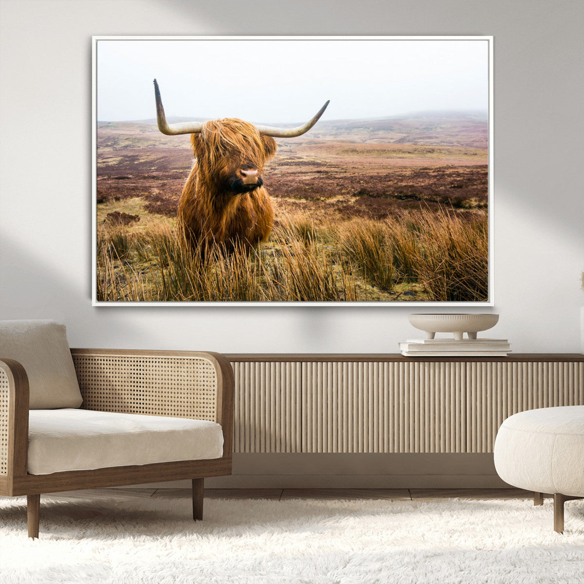 Scottish Highland Cow Canvas Wall Art – Rustic Farmhouse