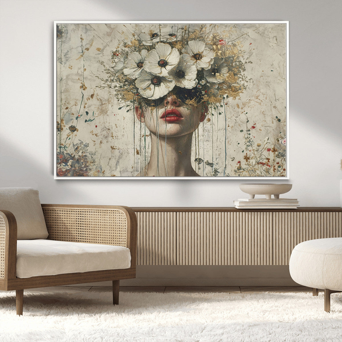 Abstract Floral Women Patel Wall Art Canvas Print