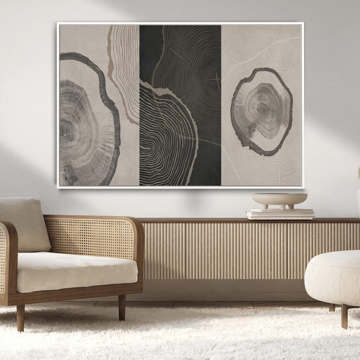 Minimalist Tree Rings Wall Art | Modern Abstract Canvas