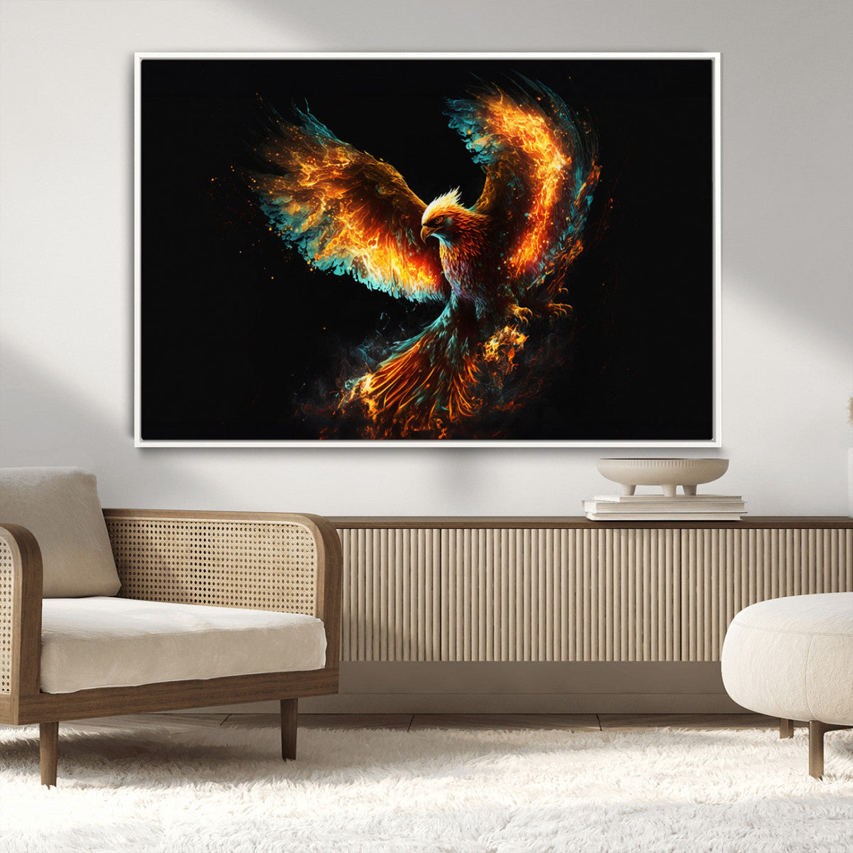 Fiery Phoenix Canvas Print | Ready to Hang Wall Art | Bold