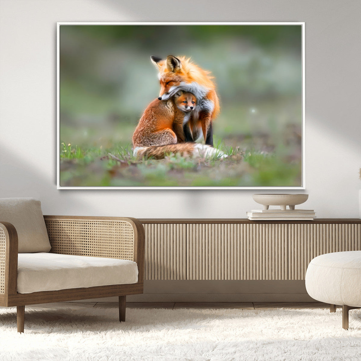 Heartwarming Fox and Baby Cub Wall Art | Ready to Hang