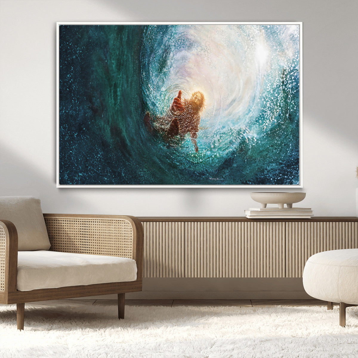 Powerful Jesus Canvas Print - Hand of Salvation,