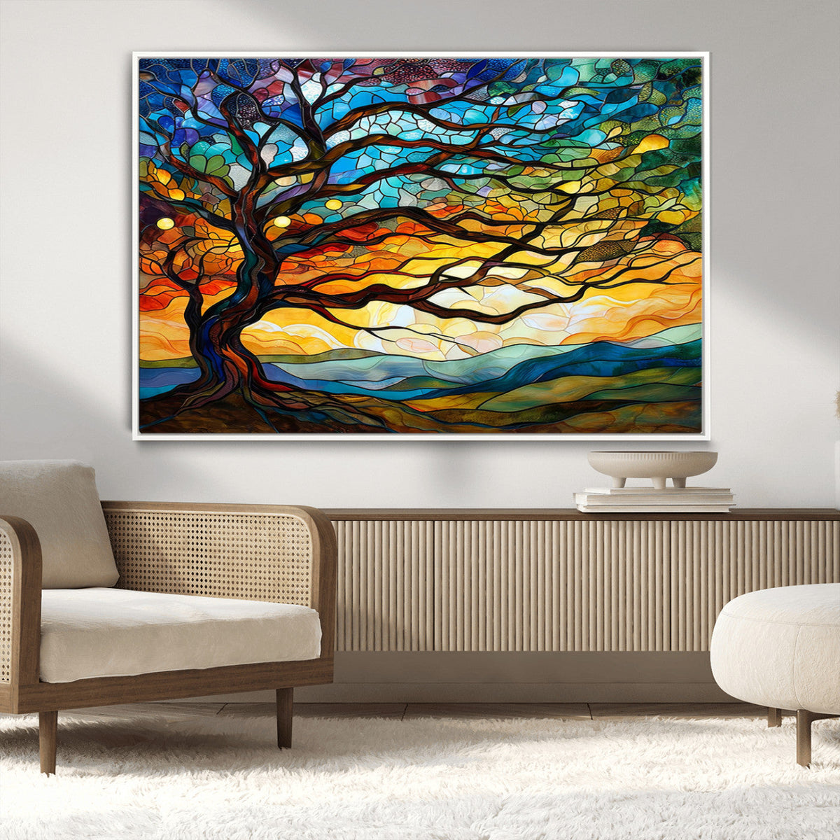 Mosaic Tree Wall Art | Ready to Hang Stained Glass Style