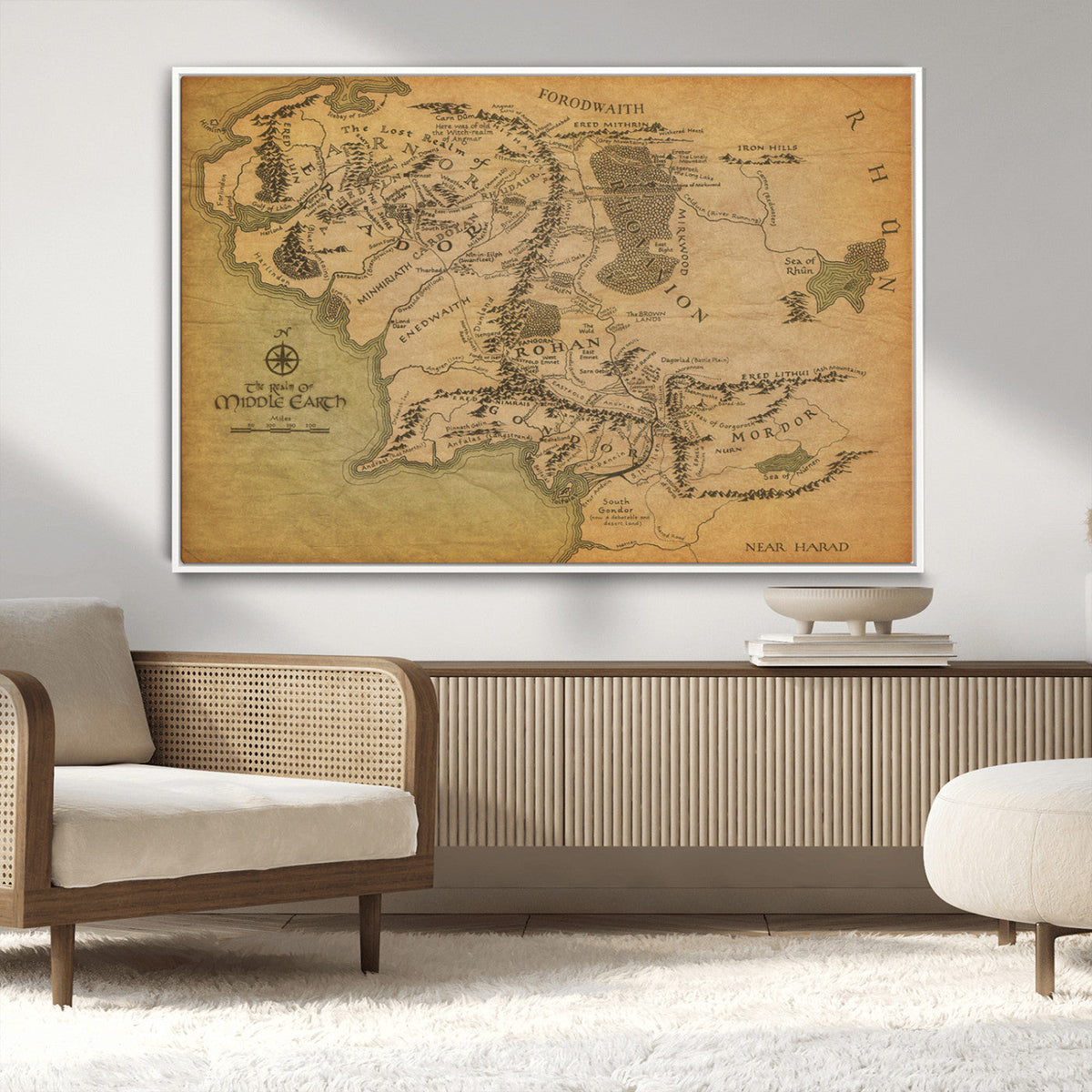 Middle Earth Map Canvas Wall Art – Vintage Fantasy Map