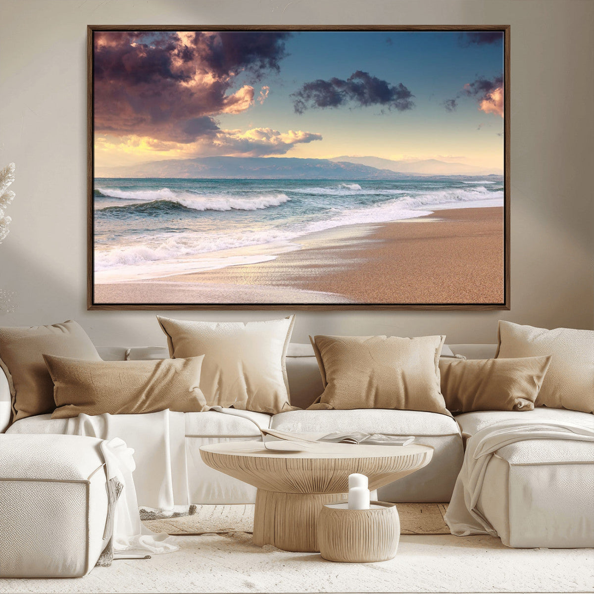 Cloudy Weather Beach Sunset Canvas Print | Sunrise Wall Art