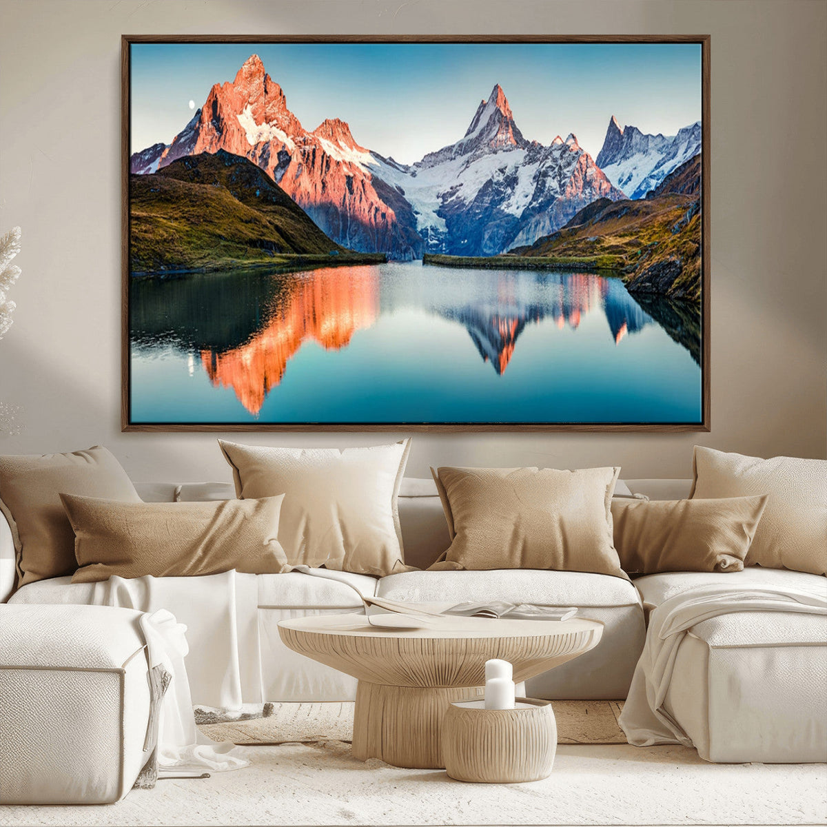 Landscape Mountain and Lake View Wall Art Canvas Print