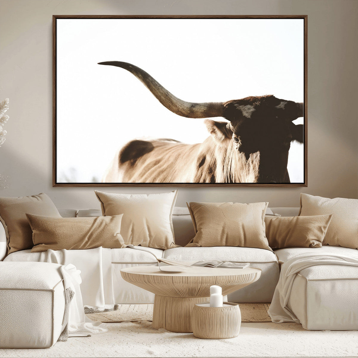 Texas Longhorn Wall Art Canvas Print | 3-Panel Large