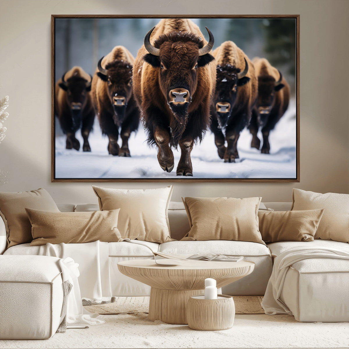 Buffalo Wall Art Canvas Print, American Bison Herd Wall Art
