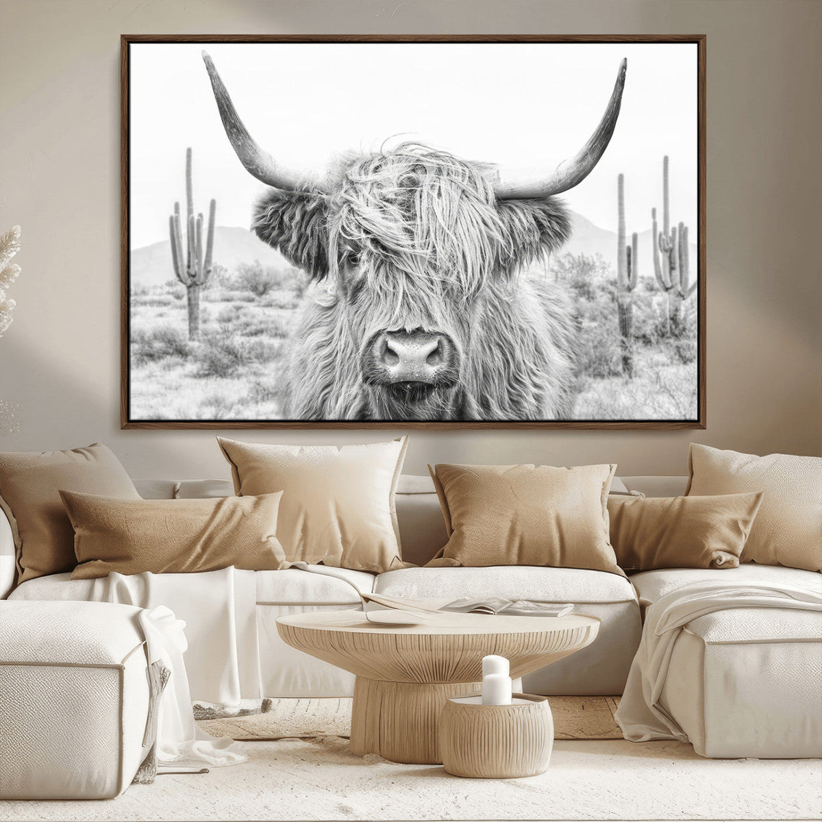 Rustic Charm | Cow Longhorn Black White Bighorn Wall Art