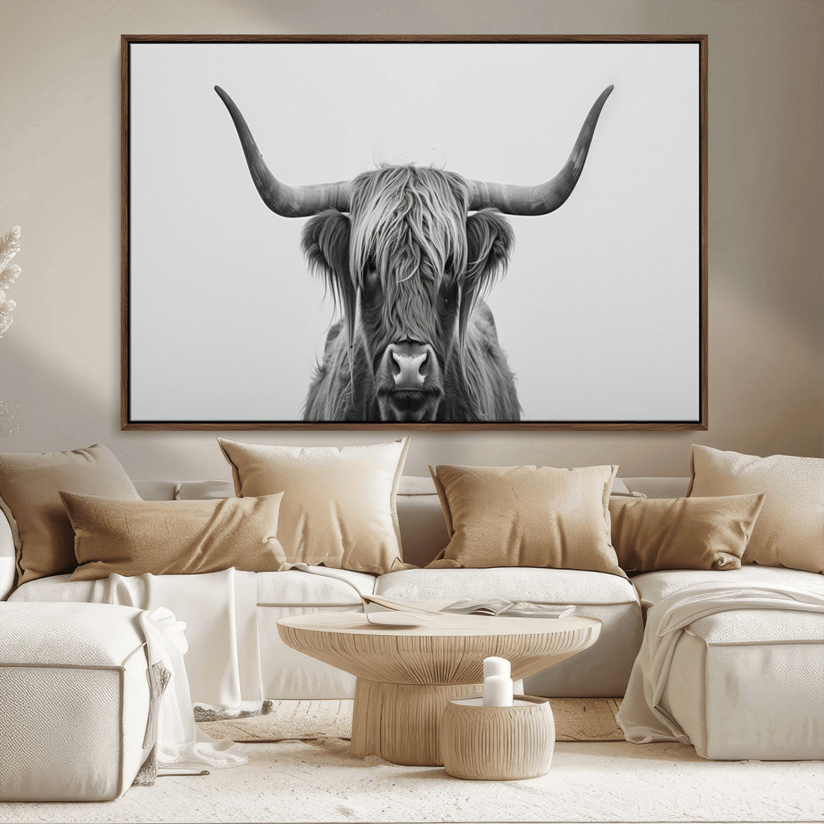 Farmhouse Longhorn Wall Art Canvas Print, Longhorn Texas