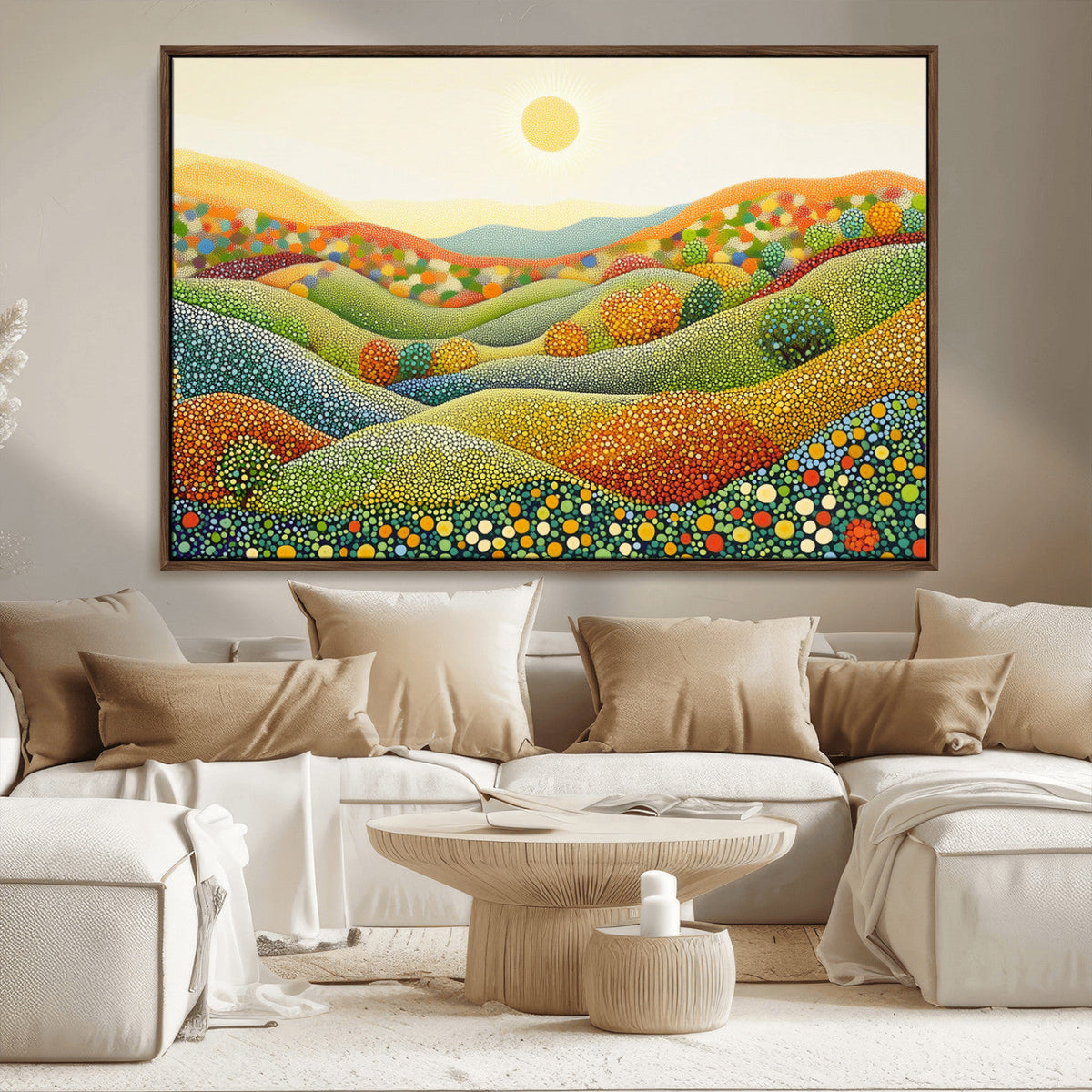 YAYOI KUSAMA Wall Art - Colorful Dot Art Landscape Canvas,