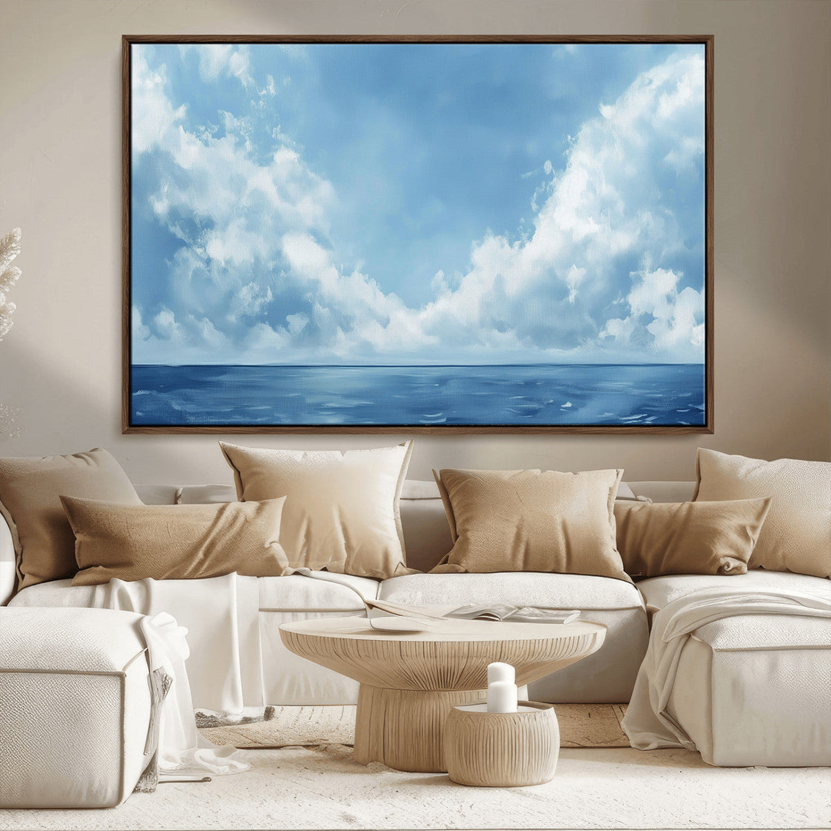 Abstract Ocean Print Artwork- Serene Blue Ocean Canvas Wall