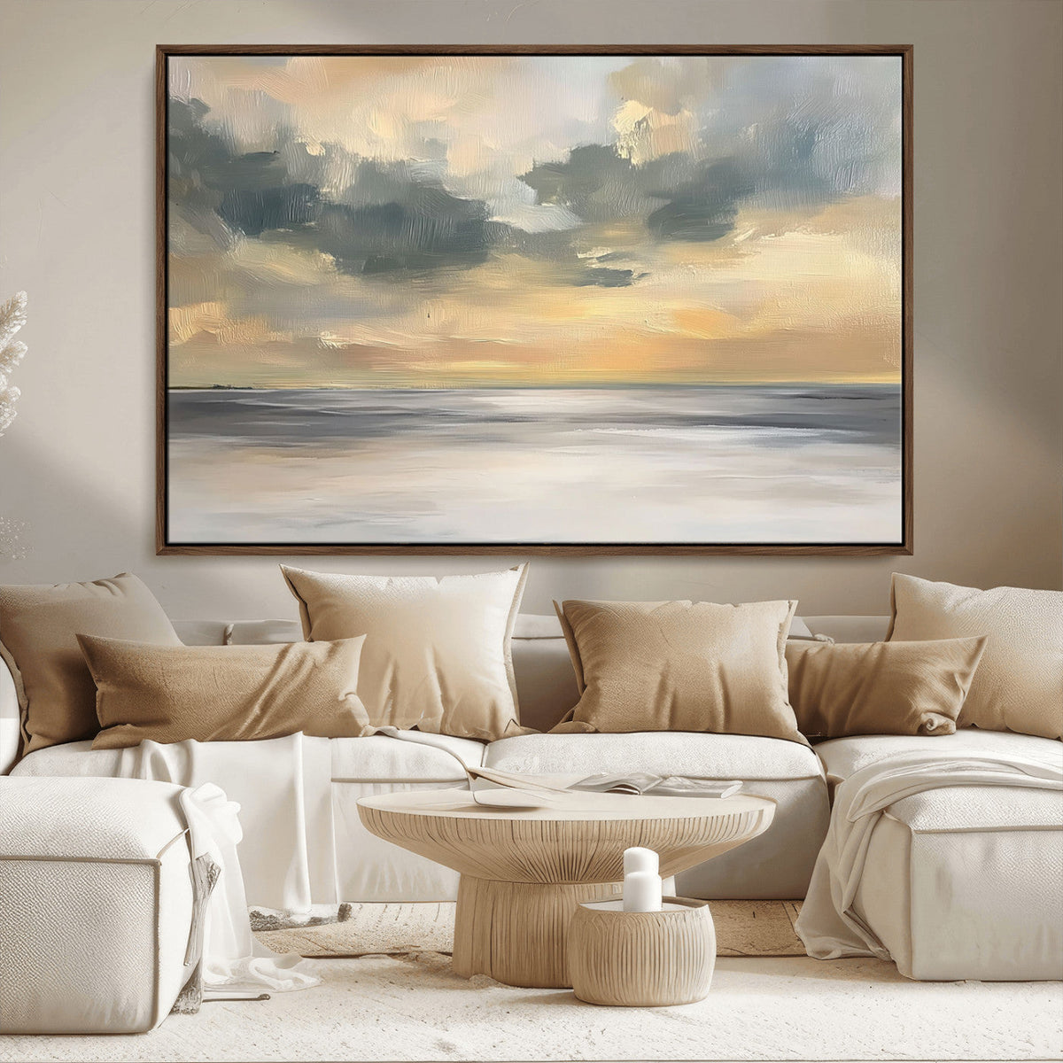 Modern Coastal Artwork with Vibrant Abstract Ocean Waves