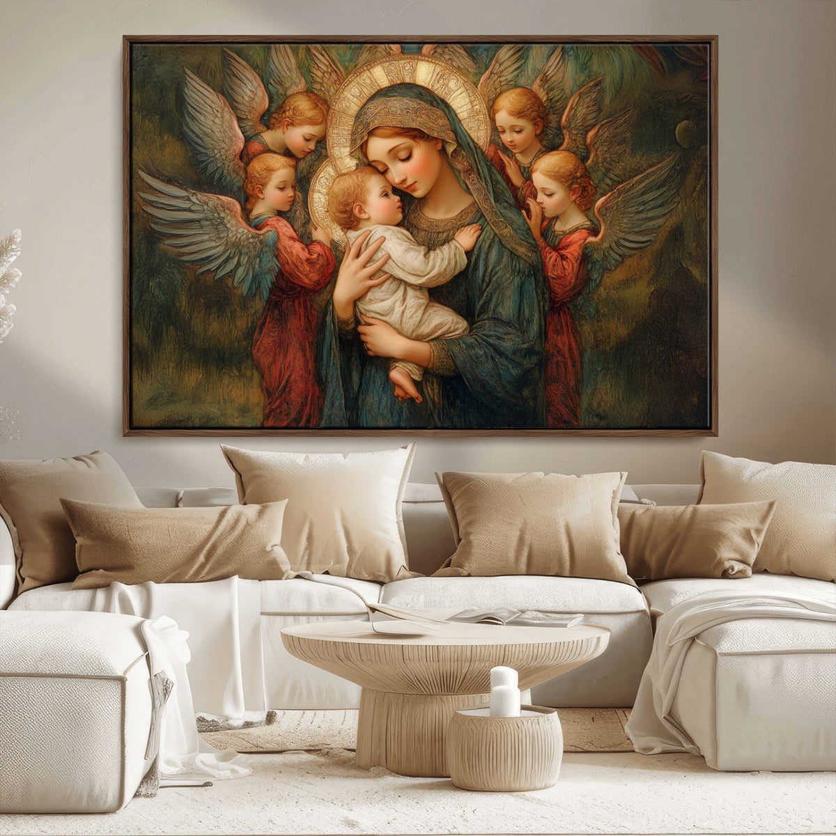 Mary Jesus Canvas Wall Art Print - Madonna and Child with
