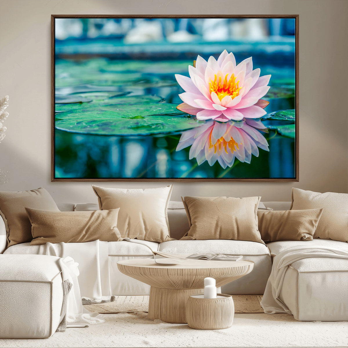 Lotus Flower Wall Art Canvas Print, Water Lily Large Wall