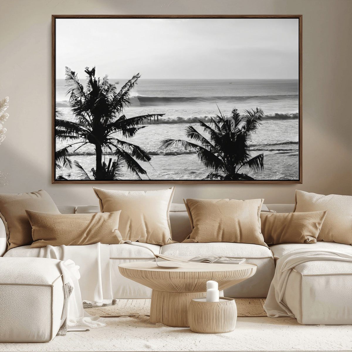 Tropical Coastline Wall Art Canvas Print – Framed Palm Trees