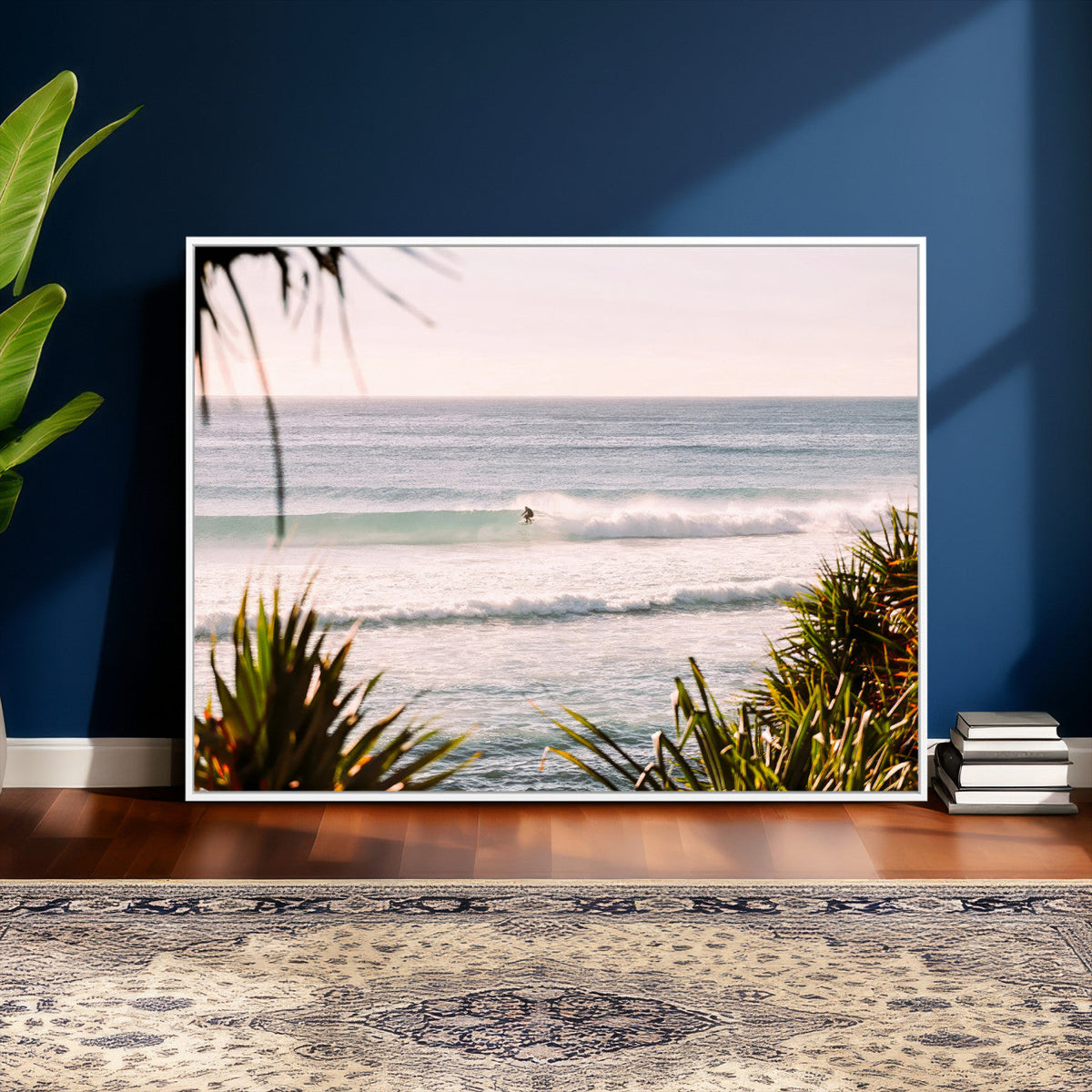 Ocean Surfer Wall Art Canvas Print – Framed Coastal Surf Art