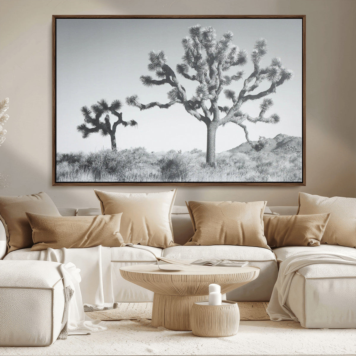 Joshua Tree Wall Art Canvas Print – Framed Black White