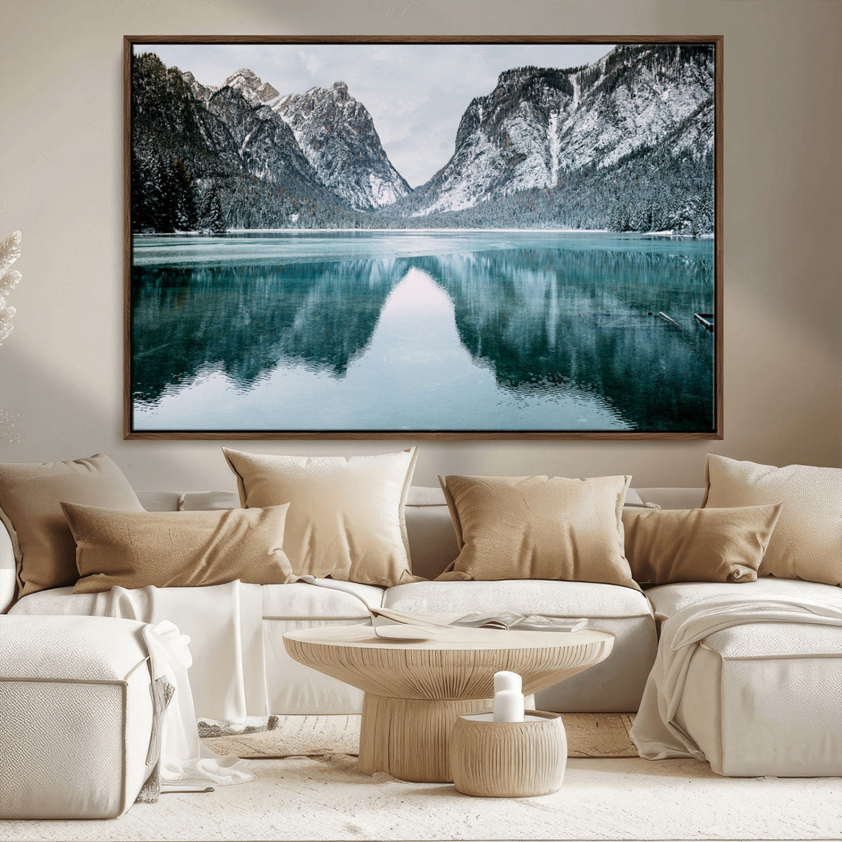 Mountain Lake Wall Art Canvas Print – Framed Toblacher See