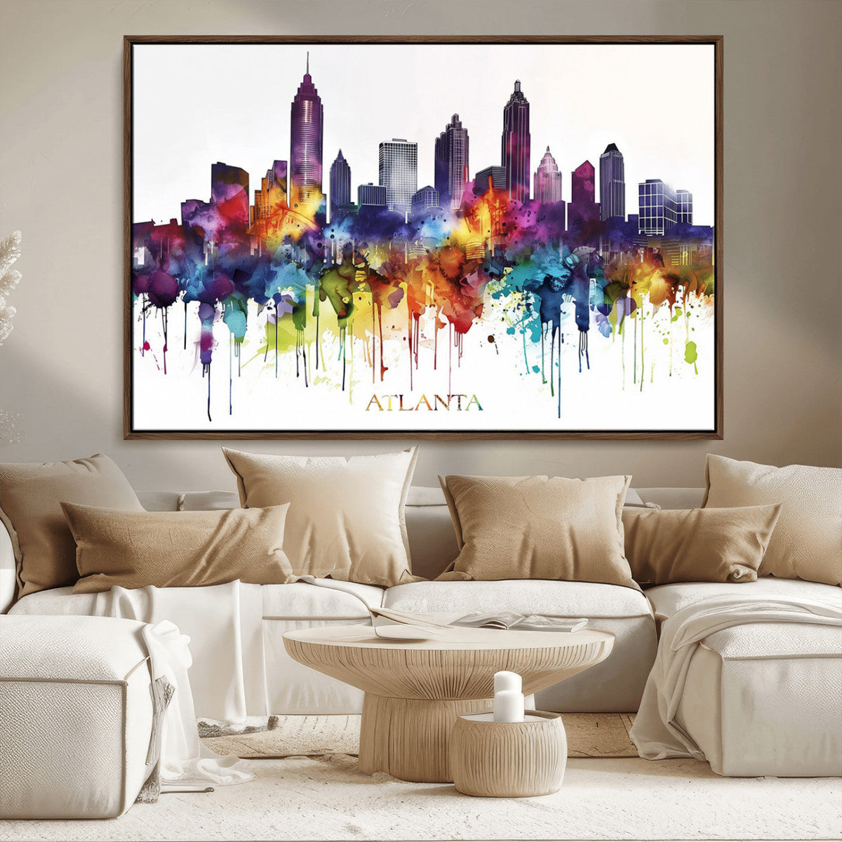 Atlanta Skyline Wall Art Canvas Print – Framed Colorful