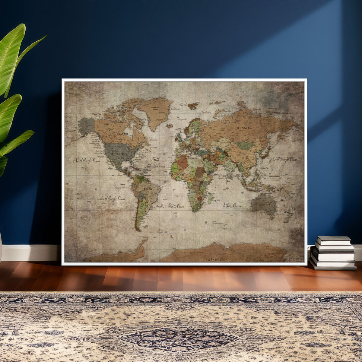 World Map Canvas Print – Framed Travel Map Wall Art for