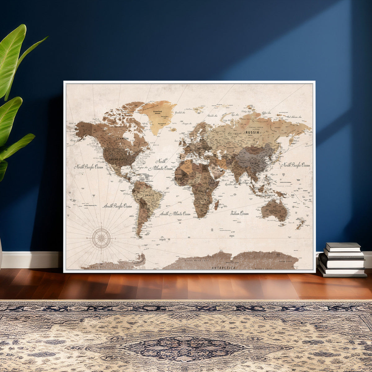 World Map Canvas Print – Framed Detailed Map of the World