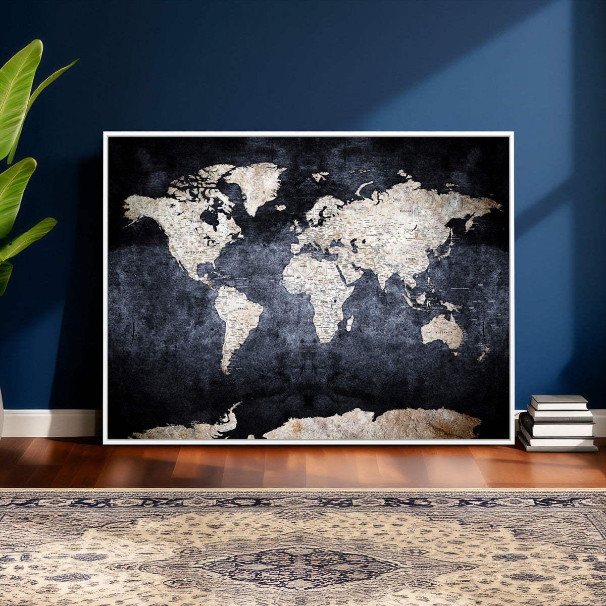 Vintage World Map Canvas Wall Art – Antique Triptych Map