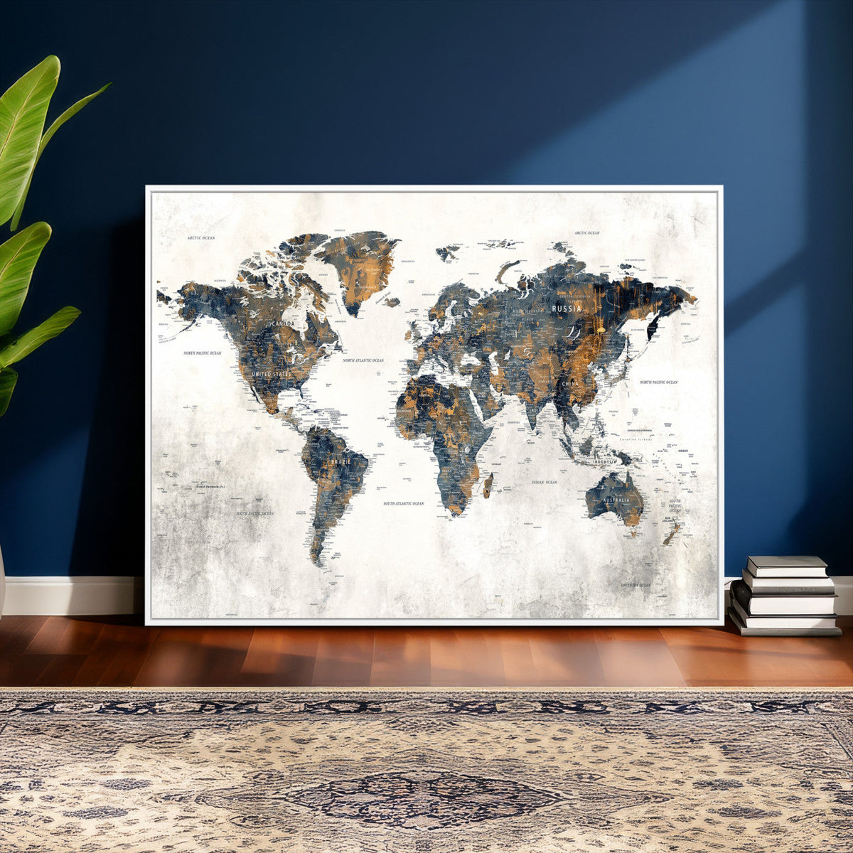 World Map Wall Art Canvas Print for Office Wall Decor
