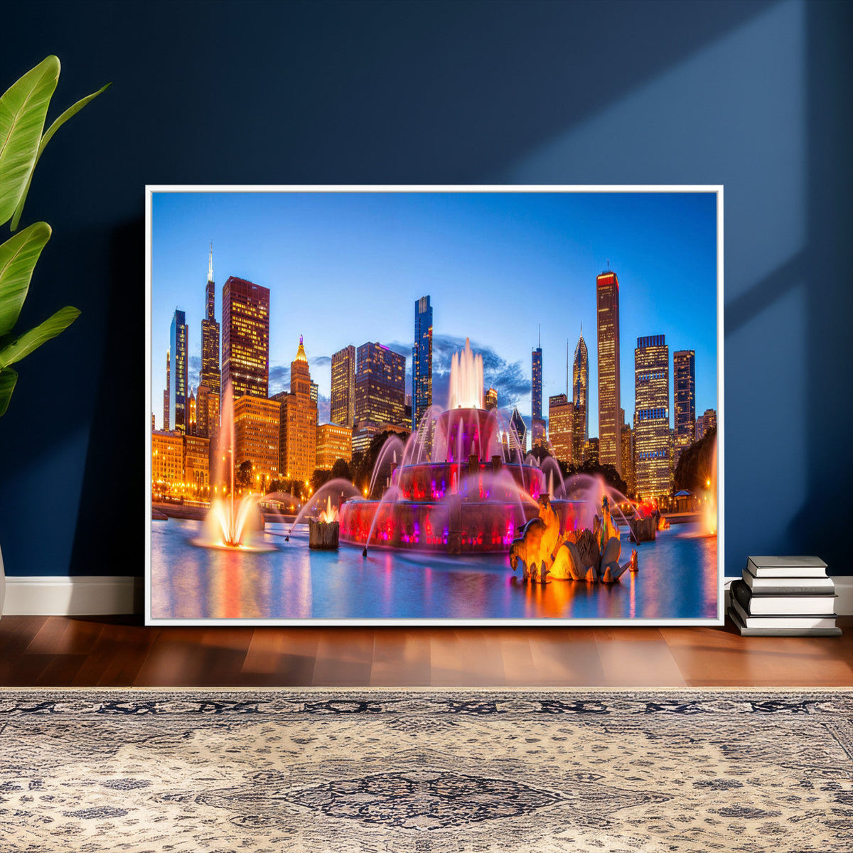 Chicago Wall Art Canvas Print, Chicago City Downtown Night
