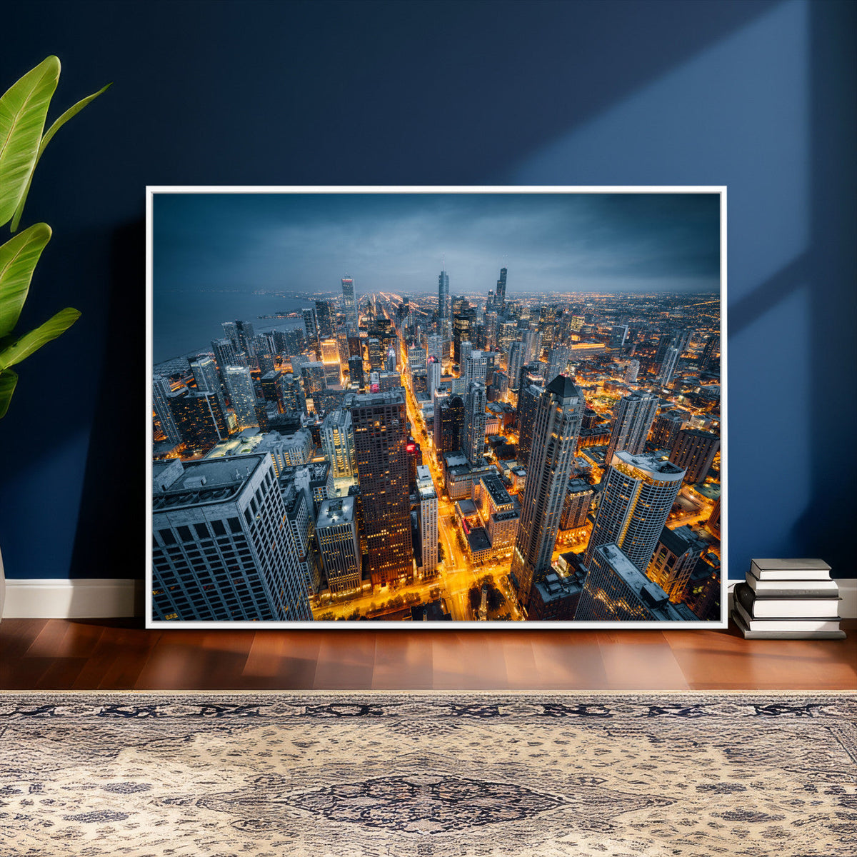 Chicago Wall Art Canvas Print - Chicago City Downtown Night