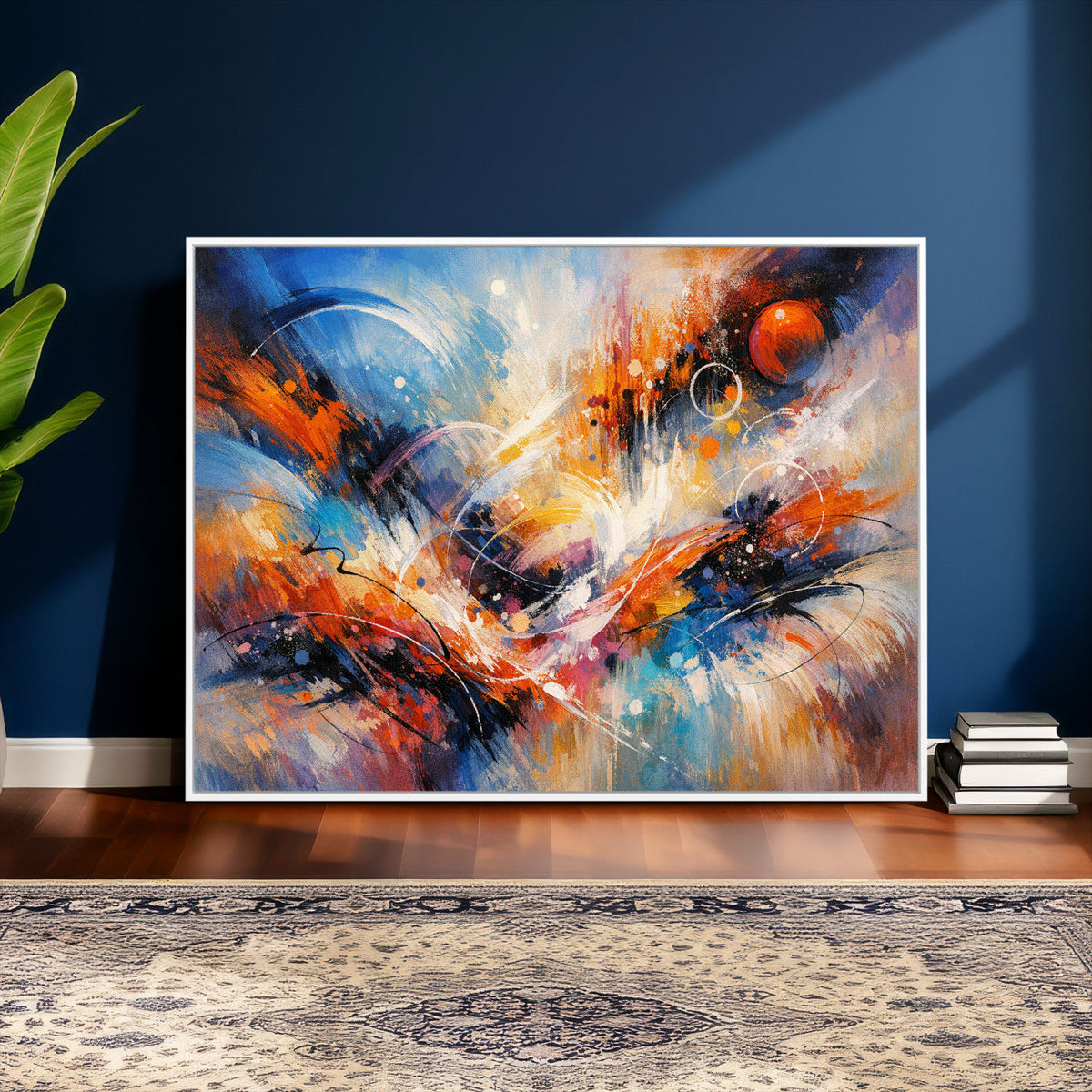 Lyrical Abstraction Wall Art Canvas Print, Orange Blue