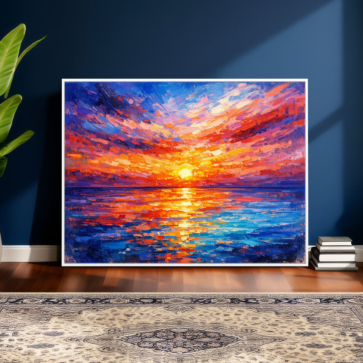 Colorful Knife Ocean Sunset Canvas — Orange Pink Teal