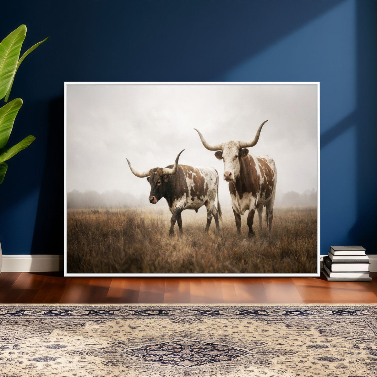 Texas Longhorn Canvas Wall Art Western Bull Desert Moody