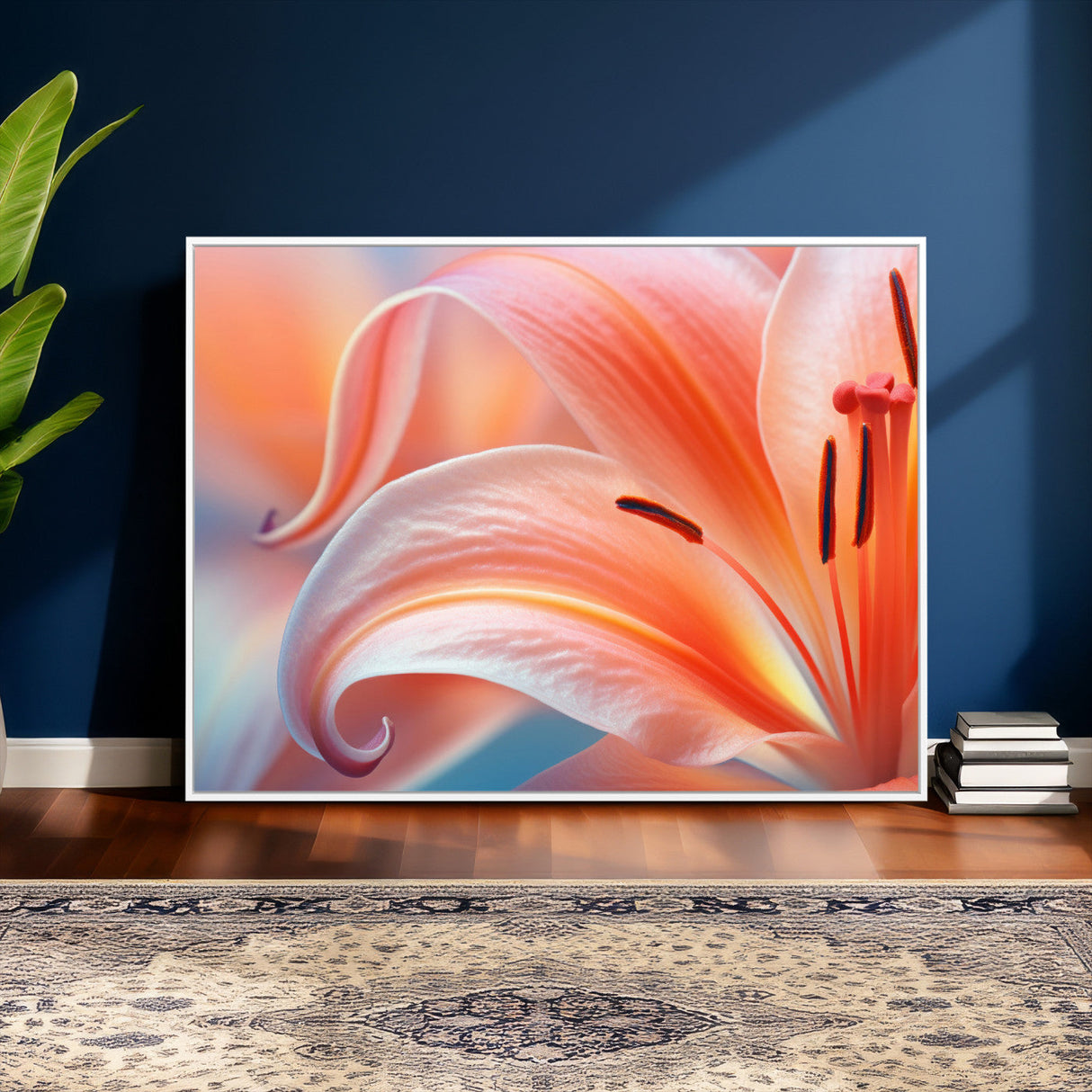 Peach Lily Canvas Wall Art, Coral Pink Flower Macro Photo Print, Botanical Bedroom Decor, Soft Floral Photography, Living Room Wall Art