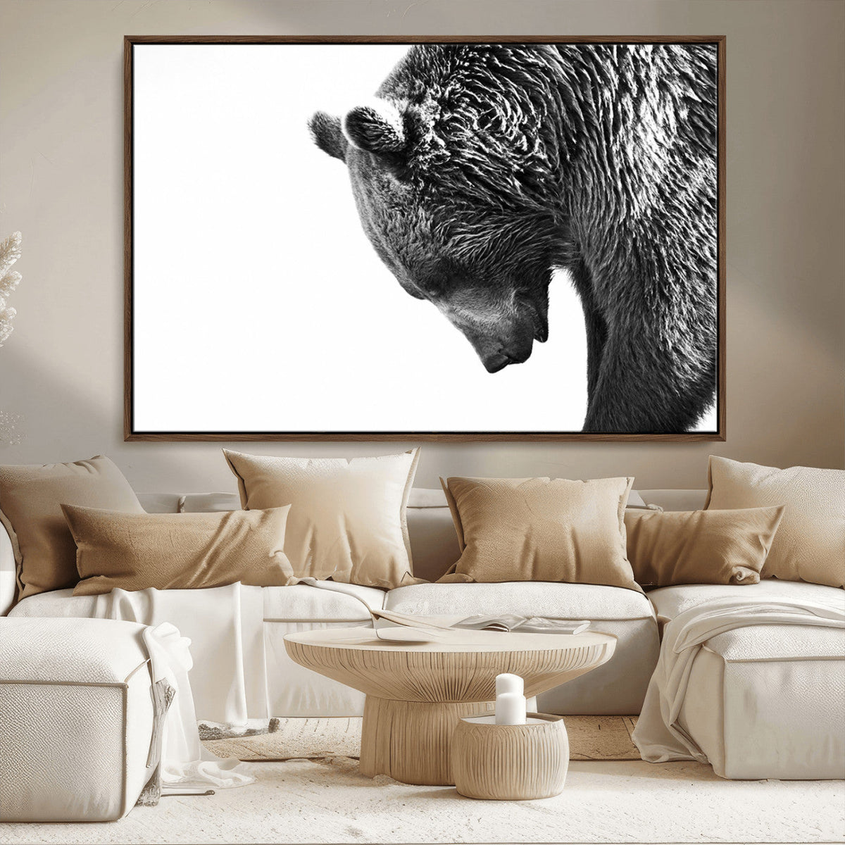Black and White Grizzly 399 Bear Canvas Print Wall Art |