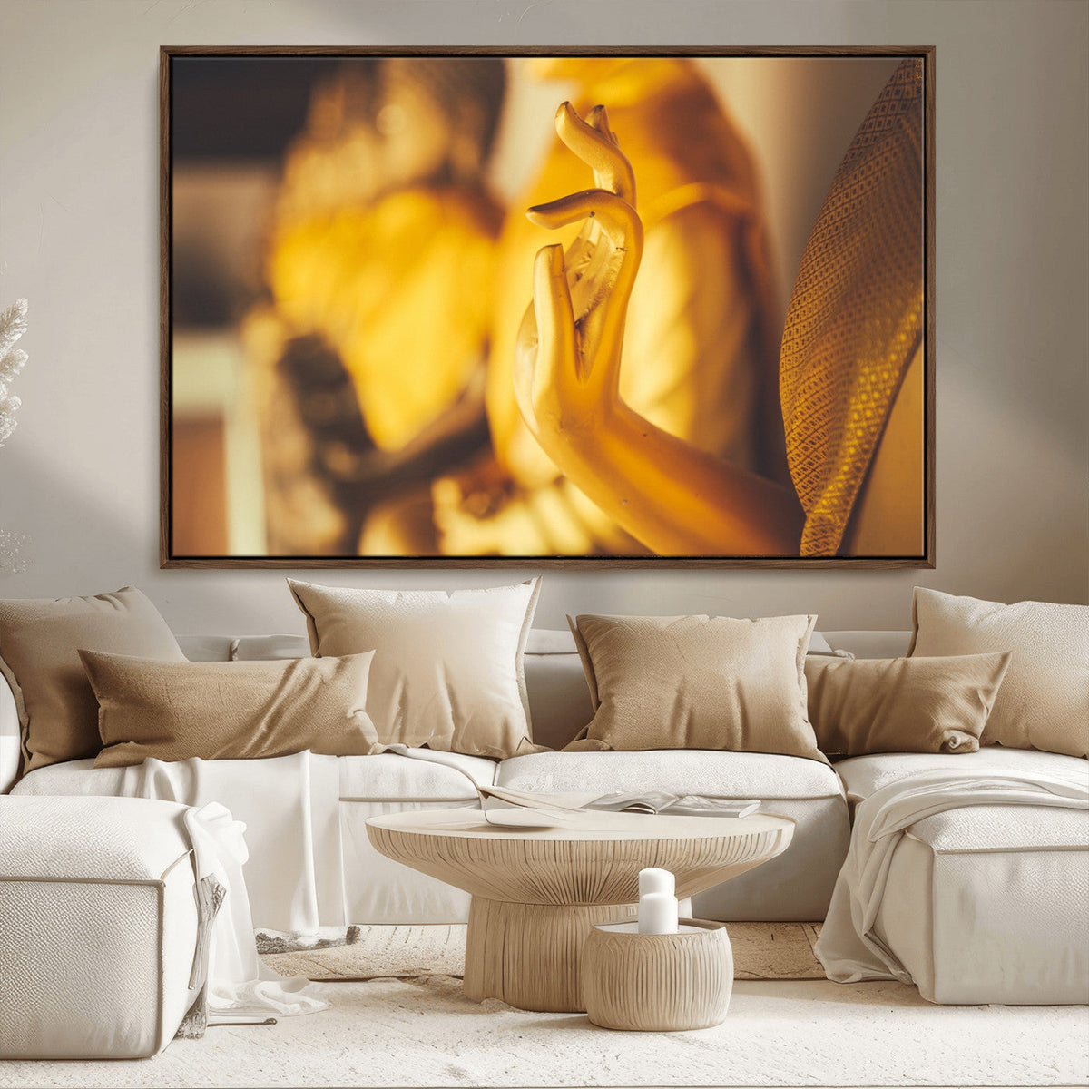 Gold Buddha Statue Hands Wall Art Canvas Print
